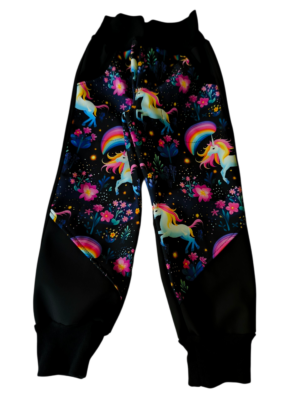 Softshellové kalhoty s fleecem jednorožci  - skladem vel.98/104