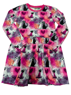 Dívčí šaty s motivem kočiček – skladem vel. 122/128