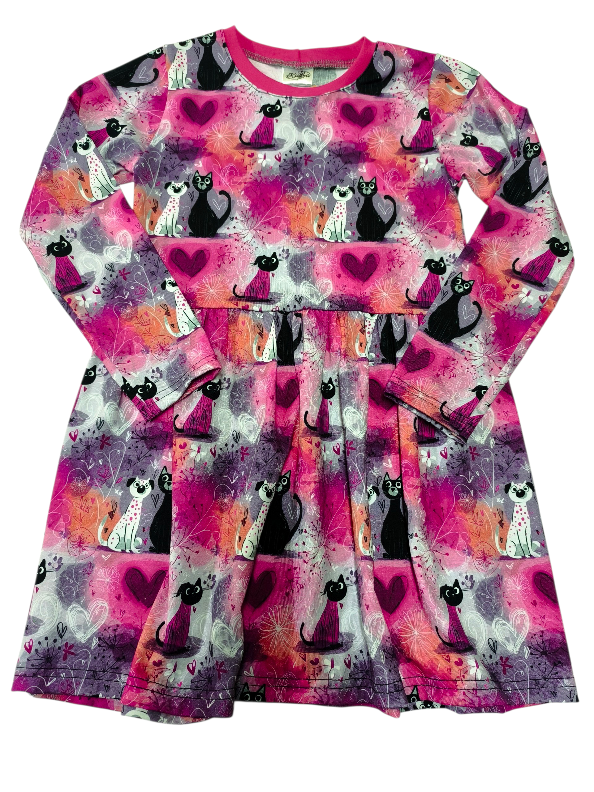 Dívčí šaty s motivem kočiček – skladem vel. 122/128