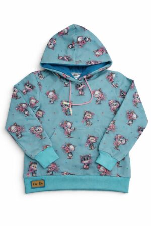 Dětská mikina Květinové kočičky s kapucí (na objednávku)