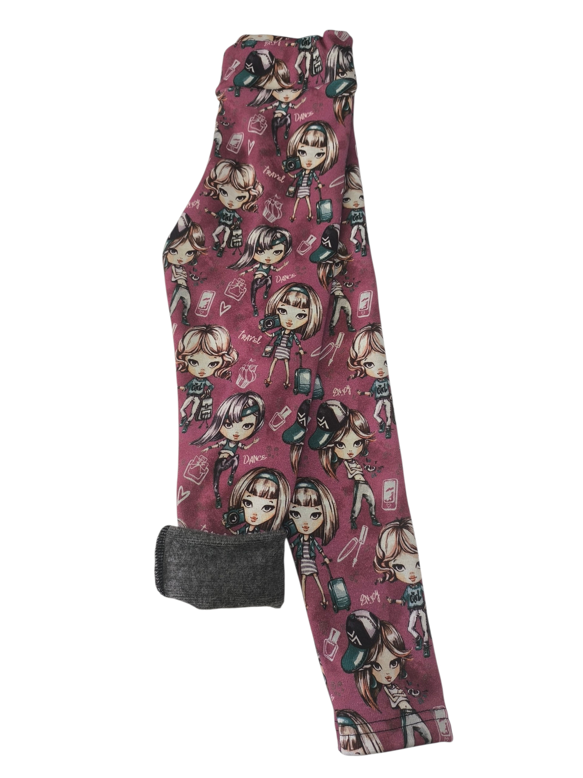 Dětské zateplené legíny - holky na vínové - skladem vel. 98/104