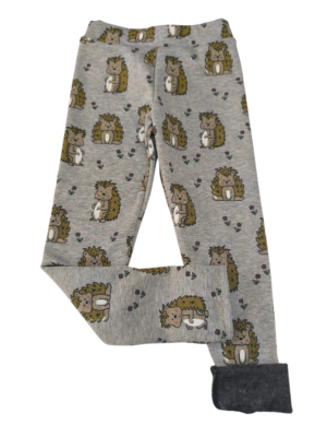 Dětské zateplené legíny - ježci na šedé - skladem více velikostí