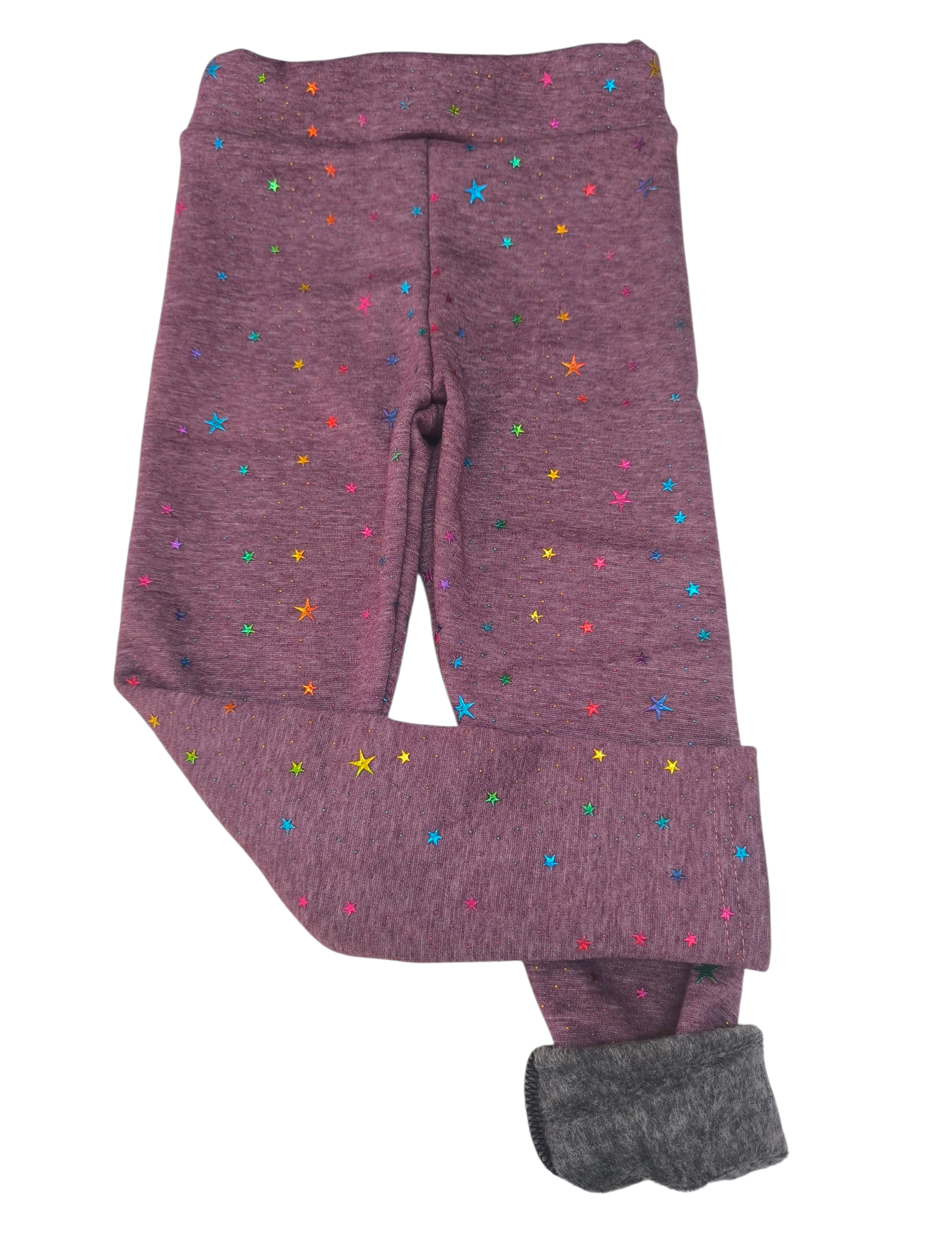 Dětské zateplené legíny - hvězdičky na tmavě růžové- skladem více velikostí