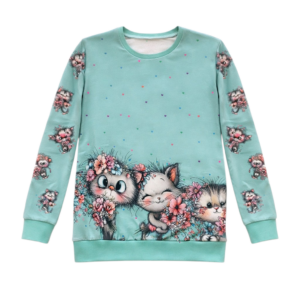 Dětské mikinošaty Květinové kočičky (na objednávku)